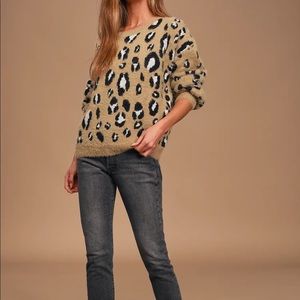 Lulu’s leopard print eyelash knit sweater, a S/M